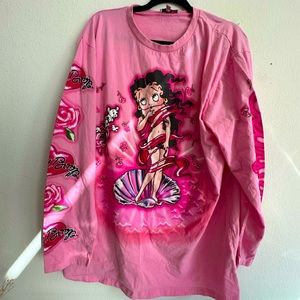 Dollskill x Betty Boop Birth of Betty Airbrush Graphic Tee Long Sleeve in 1X